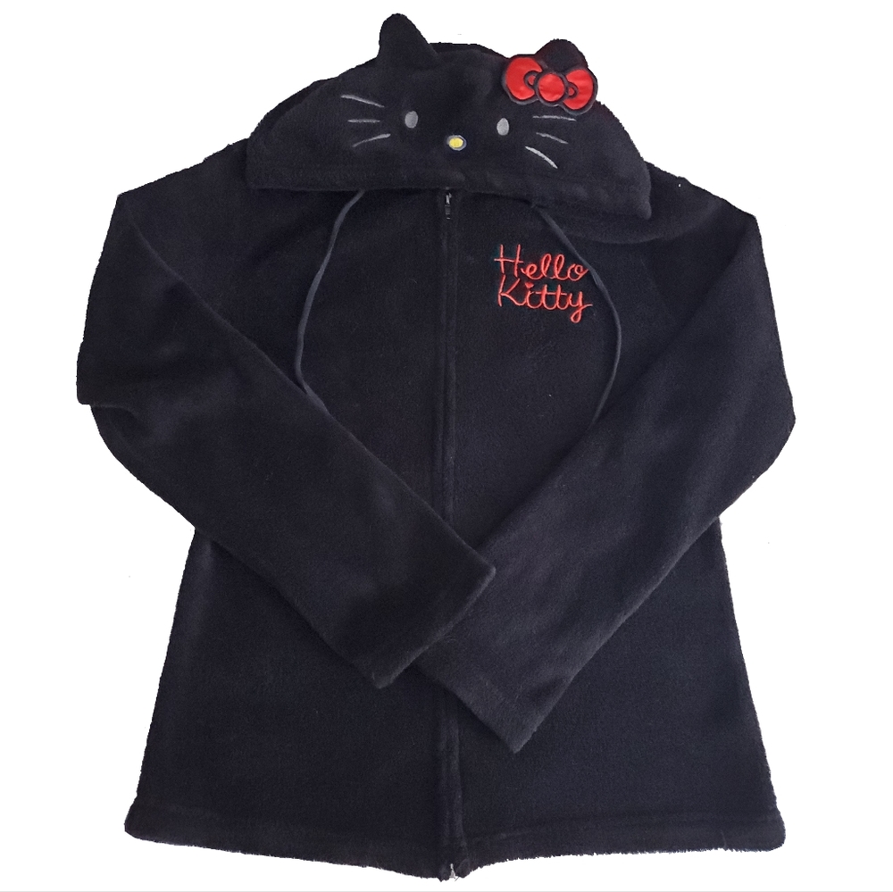Black Fuzzy Hello Kitty Hoodie